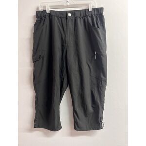 Comfort‎ Waist Cargo Crop Pants sz XL Black Casual